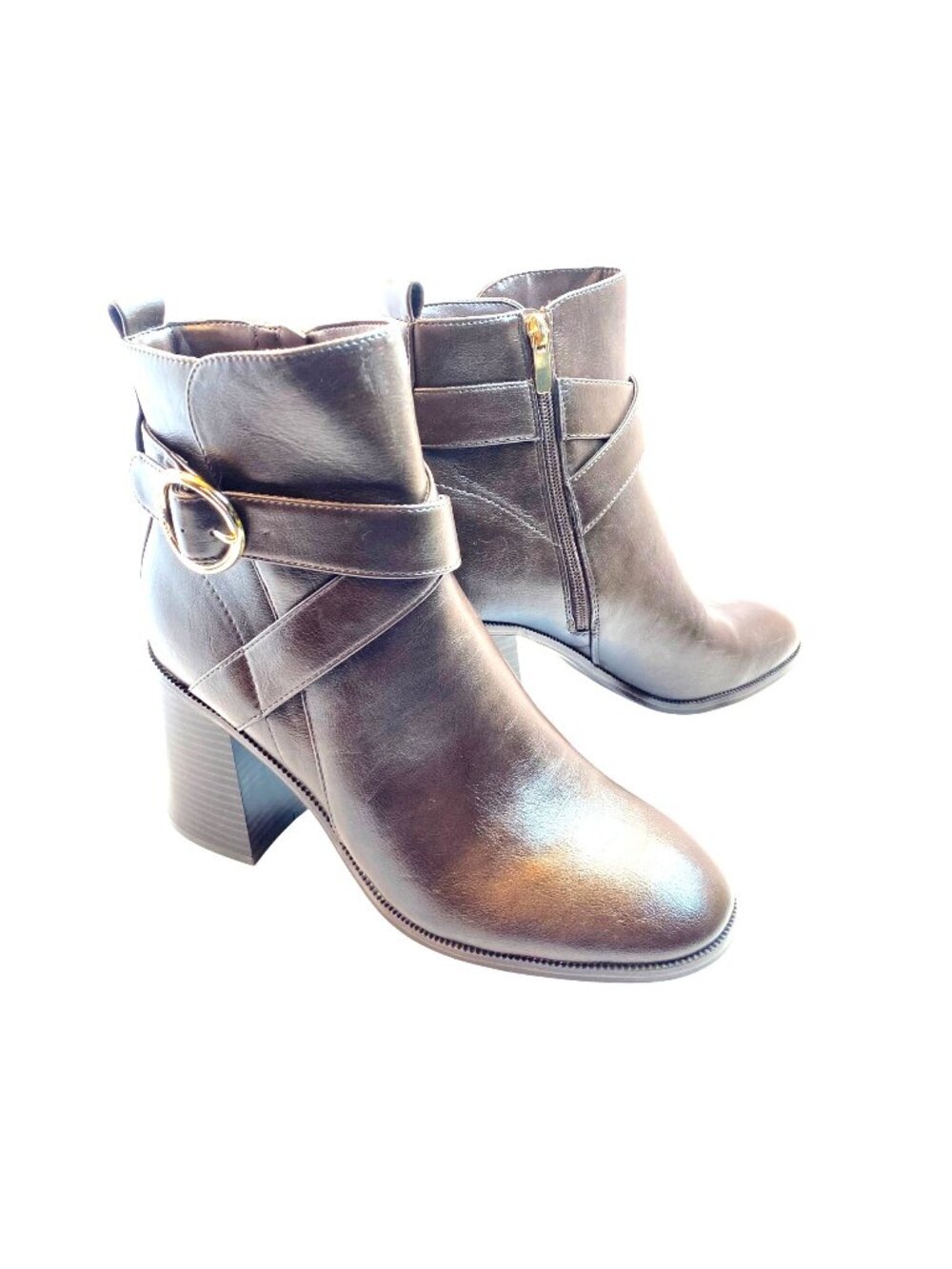 Nine West Espresso Ankle Boots 10M NWOT with Side Zip and Block Heel